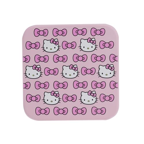 Impressions Vanity Hello Kitty Rows of Bows LED Compact Mirror with Artwork Design and 2X Magnified Purse Mirror, Makeup Mirror with Soft Touch Sensor, Portable Design and Adjustable Brightness(Pink)