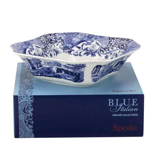 Blue Italian Square Serving Bowl - 9.5-inch Porcelain Tableware