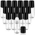 16 Pcs 30ml/1oz Glass Deodorant Roller Bottle Clear Roll-On Deodorant Containers with Black Lid for Essential Oils Cosmetic