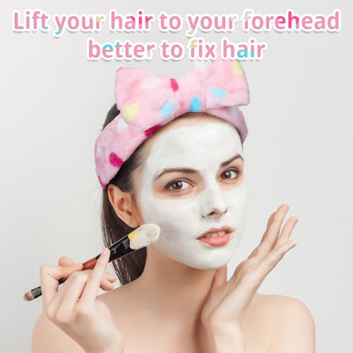 Riceshoot 24 Pcs Spa Headband Bow Hair Band for Washing Face Women Skincare Elastic Makeup Headband Coral Fleece Face Wash Facial Head Wraps Hair lace for Cosmetic Shower