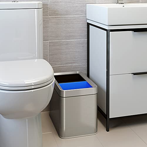 iTouchless 20L Dual-Compartment Stainless Steel Trash Can + Recycling Bin