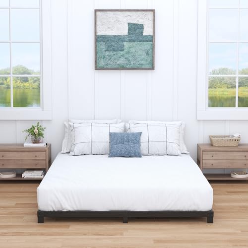 Queen Size Low Profile Bed Frame - 4 Inch Platform Metal Bed