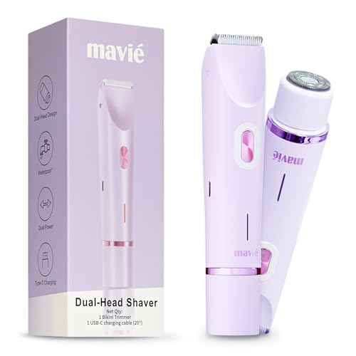 Purple Dual Head Bikini & Facial Trimmer for Women - Cordless Hair Removal Device