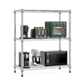 Chrome 3-Tier Metal Wire Storage Rack - 750 lbs Capacity, Adjustable Shelves
