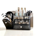 RONGZHIERK Makeup Organizer for Vanity with Brush Holder (Black) – Large Cosmetic Storage