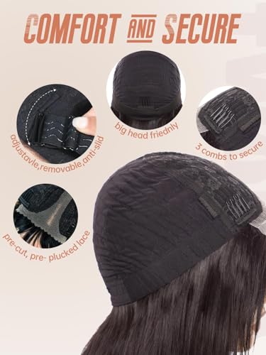 Black Synthetic Wig with Bangs - 26 Inch Long Straight Layered Style for Women, Heat Resistant & Natural Look