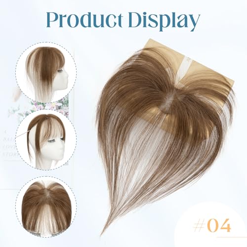 Clip-In Human Hair Bangs for Women - Medium Brown, Wispy & Seamless, 9g