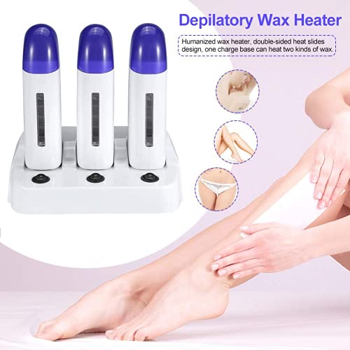 Portable Triple Depilatory Wax Warmer with Heater Base - Hair Removal