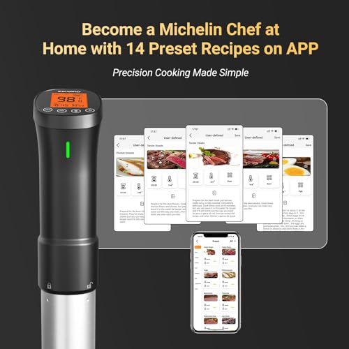 WiFi Sous Vide Cooker 1000W with App Control, Precise Temperature & Timer