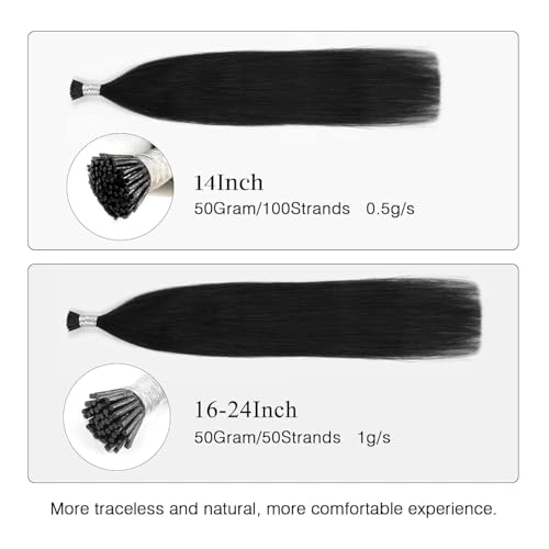 Hair Extensions I Tip Fusion 18 Inch Jet Black #1 - Remy Human Hair