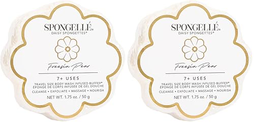 Spongelle Freesia Pear Loofah Body Scrubber with Built-In Body Wash – Pack of 2
