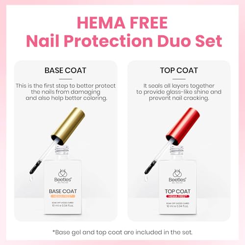 Beetles Pastel Gel Polish Set - Petal Ivory, 4Pcs White & Pink Gel Nail Polish with Base Coat Top Coat, Soak Off UV LED Lamp French Nails Art for Spring Nails Complete for Beginner & Professional