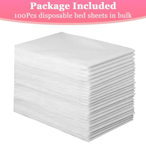 Disposable Waterproof Massage Table Sheets 31.5 x 71 Inches - White, 100 Pcs