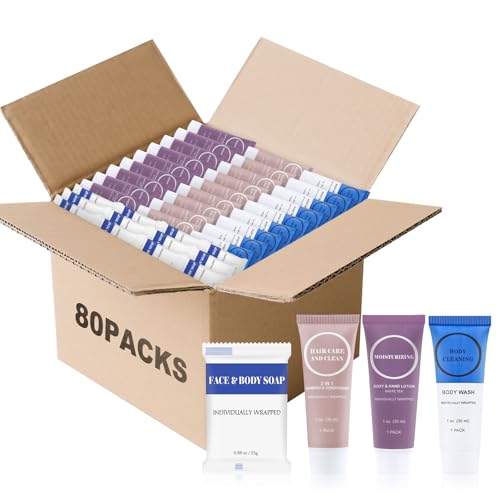 Travel Size Toiletries Set Bulk 80 Pack - 1 Fl Oz Individually Wrapped