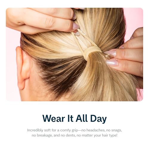 Gimme Beauty X-Fine Hair Bands - Slim-Fit Elastic Ties for Extra Fine Hair - No-Dent, Gentle-Grip Ponytail Holders for All-Day Comfort - 20 Pack, Blonde