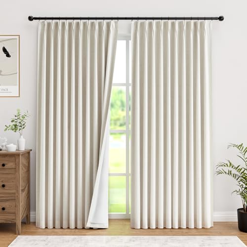 IVAPUPU Blackout Curtain Set 60x95 Natural Pinch Pleated Linen Blend - Pack of 1