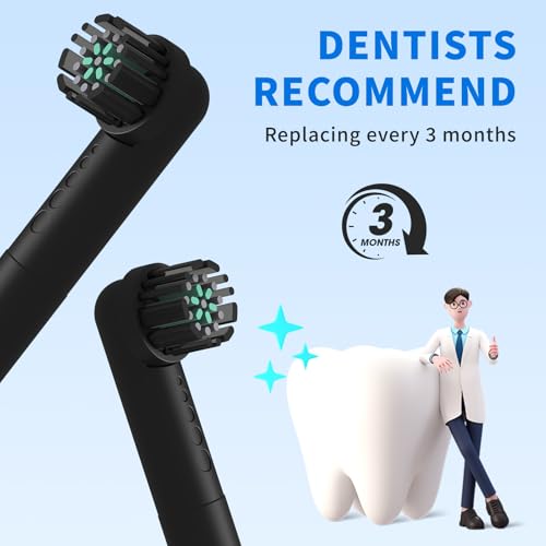 Amrmcy Black Replacement Heads for Quip 360 Oscillating Electric Toothbrush - Pack of 4