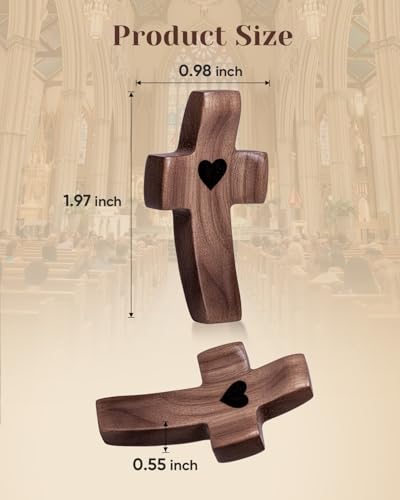Brown 100-Pack Wooden Cross Fidget with Organza Bags - Handmade Pocket Prayer Cross