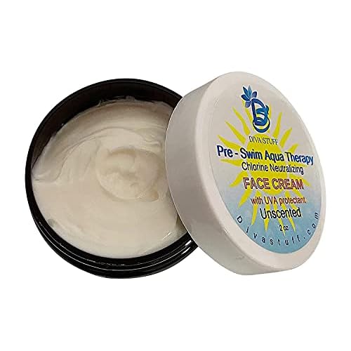 Diva Stuff 2 Pack (set Lotion & Face Cream) Pre-Swim Aqua Therapy Chlorine Neutralizing Body Lotion For Face and Body, Protects Skin From Chlorine & Salt Water, Made in the USA, Unscented Sunscreen
