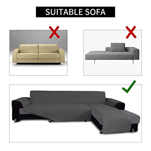 Easy-Going Reversible X-Large Sectional Couch Cover Dark Gray - Water Resistant Sofa Protector