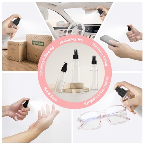 EVANCENT 50Pack 4oz Spray Bottles Plastic, 120ml Small Spray Bottle Bulk Black Fine Mist Sprayer, Portable Empty Refillable Containers Cosmetic Bottles for Plants, Cleaning, Misting & Skin Care