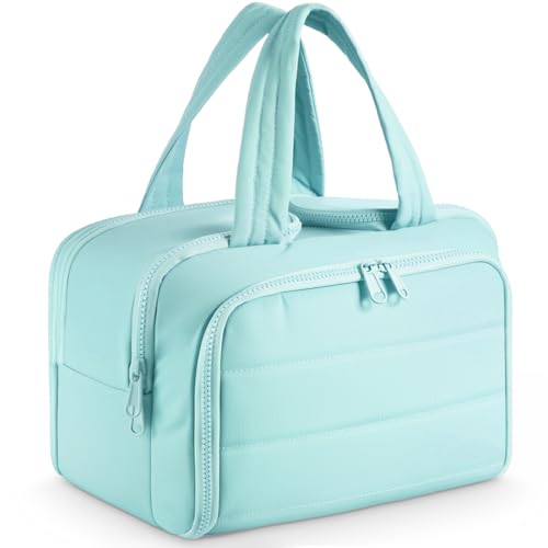 Travel Toiletry Bag: ?? Large Capacity, 4 Compartments, Wet/Dry Separation, Ultra-Soft Lightweight Fabric & Anti-Spill Design for Travel,Gym,Gift(11.8" L)? (Sea Salt Blue)