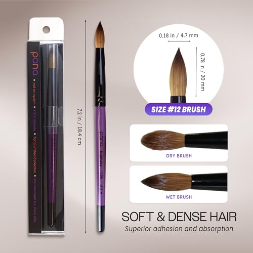 Purple Wood Handle Acrylic Nail Brush - Size 12, Kolinsky Hair, Nail Art Tool