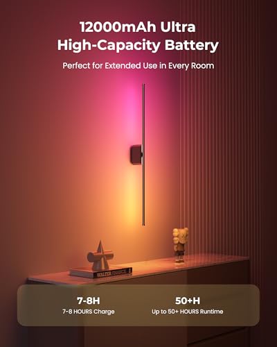 Rechargeable 40 Inch Battery Wall Sconces Set of 2 with App & Remote Control