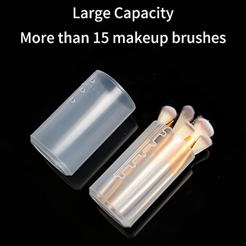 OCHEAL Clear 4-Pack Makeup Brush Holders Travel Case with Adjustable Height & Dual Compartments
