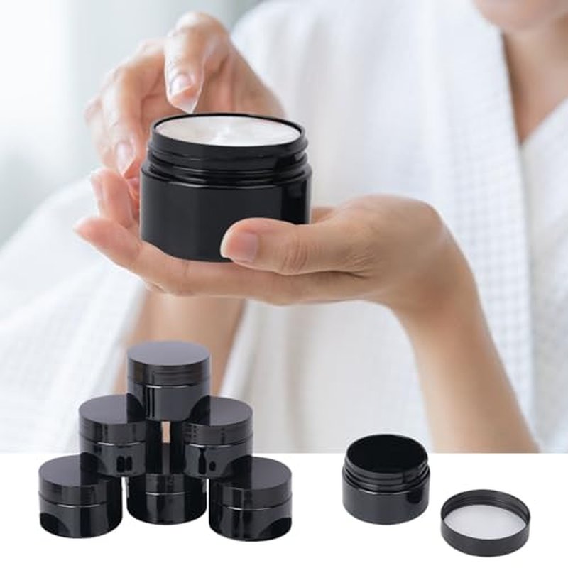 72 Packs 4 OZ Black Plastic Jars with black Lids, Body Butter Containers, Cosmetic Containers jars for Kitchen Ingredients, beads, sequins, Lotion, Cream, DIY Crafts and More by KUKLIPJIM