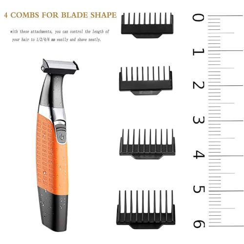 KEMEI Waterproof Cordless Beard Trimmer Men with Orange Variation, USB Rechargeable Body & Hair Groomer