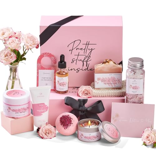 Pink Spa Gift Set for Women - Self-Care Bath Basket for Mother's Day & Gifts