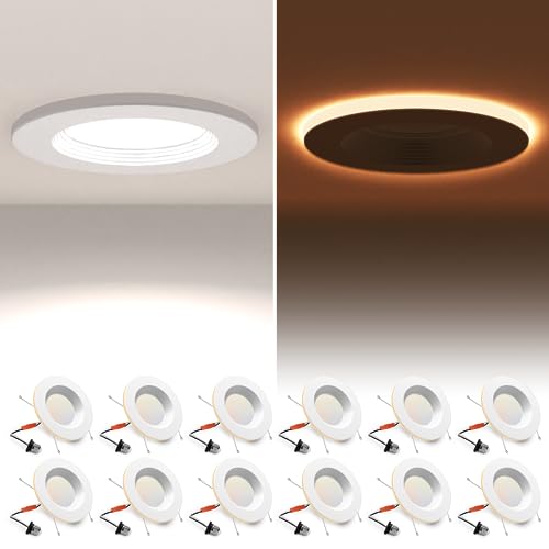 White 12-Pack 5/6 Inch LED Recessed Lighting with Night Light - Dimmable