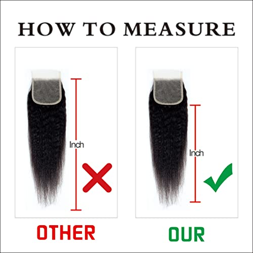 12 Inch Human Hair Lace Closure 4x4 Kinky Straight Natural Color Free Part