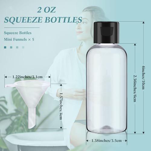 Mifoci 50-Pack 2 oz Clear Plastic Travel Bottles with Flip Cap – Empty Refillable Squeeze Dispensers