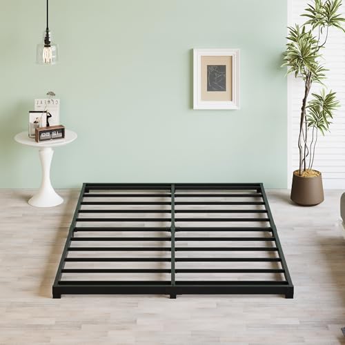 Queen Low Profile Bed Frame 3 Inch Heavy Duty Platform No Box Spring