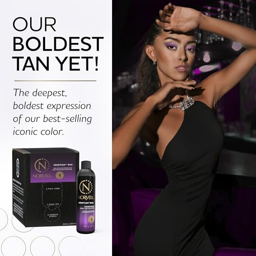 Norvell Premium Spray Tan Solution Venetian Max 8oz ? Professional Sunless Tanning Formula with Cool Violet Brown Undertones, Streak Free, Fast Drying, Long Lasting Color