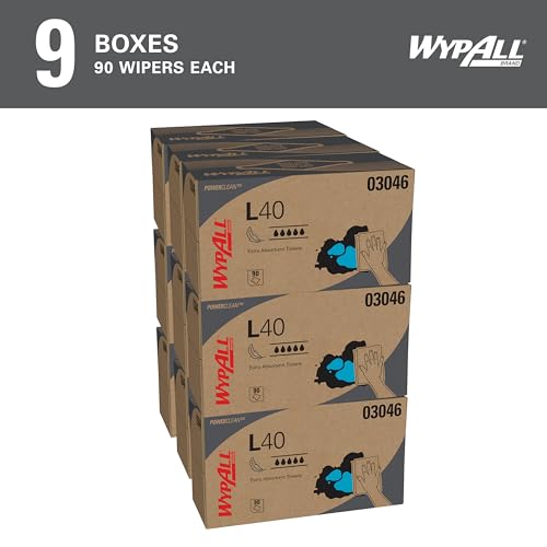 WypAll PowerClean L40 Extra Absorbent Towels 9 x 90 Sheets, Industrial Wipes