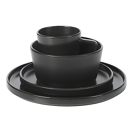Gibson Home Bowery 32-Piece Matte Black Stoneware Dinnerware Set for 8