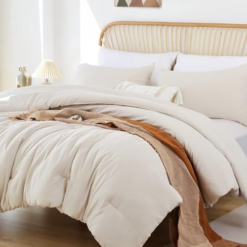 Alaskan King Comforter Set Beige 136x120 Boho Oversized Bedding Quilt