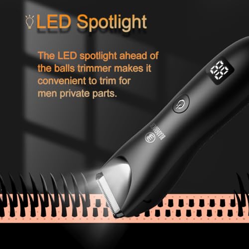 Electric Body Hair Trimmer for Men & Women Black-033 - Grooming Kit with LED & LCD