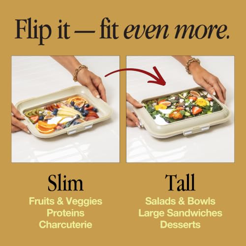 Crudités Portable Snack Tray 4-Pack - Rectangle Cream White, Stackable & Lightweight