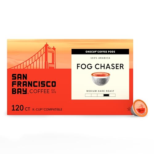 San Francisco Bay Fog Chaser K-Cup Coffee Pods - 120 Count, Medium Dark Roast, Compatible with Single Serve Brewers