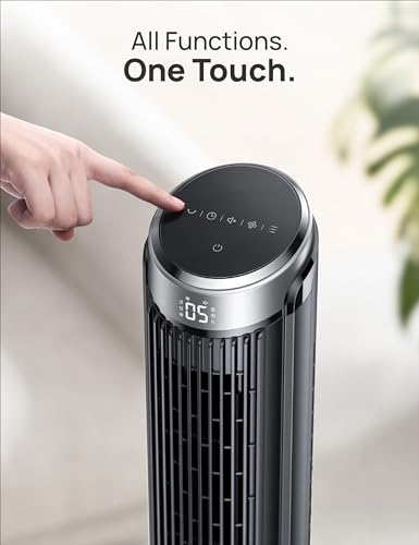 Black 40-Inch Tower Fan for Bedroom - 90° Oscillating Blower, Quiet Cooling