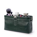 Dark Green Travel Leather Makeup Bag Waterproof Small Storage Bag