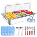 Countertop Food Serving Tray with 5 Pans for Buffet, Salad, Pizza & Cold Food Display