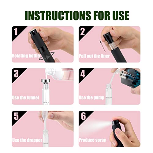 7 PCS Refillable Perfume Atomizer Bottles - Matte Black, 8ml Travel Spray Set