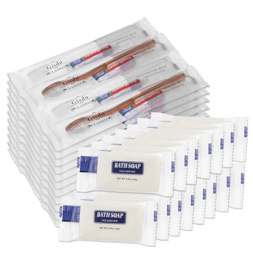 050 Packs Disposable Toothbrush & Toothpaste with Soap Travel Kit - Men & Women