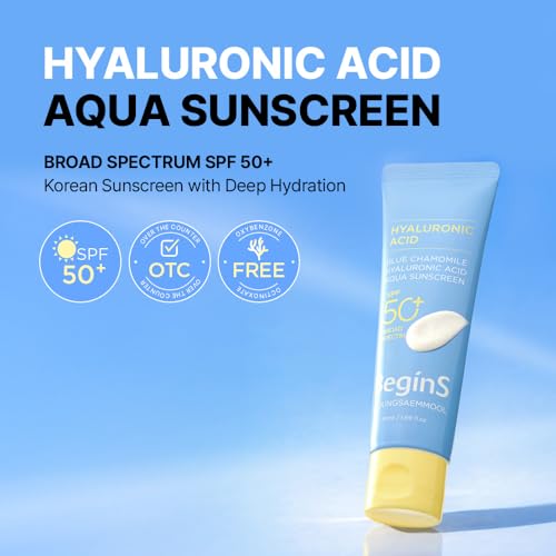 BeginS Hyaluronic Acid Aqua SPF 50+ Sunscreen - Lightweight, Hydrating & No White Cast