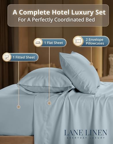 Queen Cotton Sheet Set 600TC Silky Sateen Weave French Blue - 4 Piece